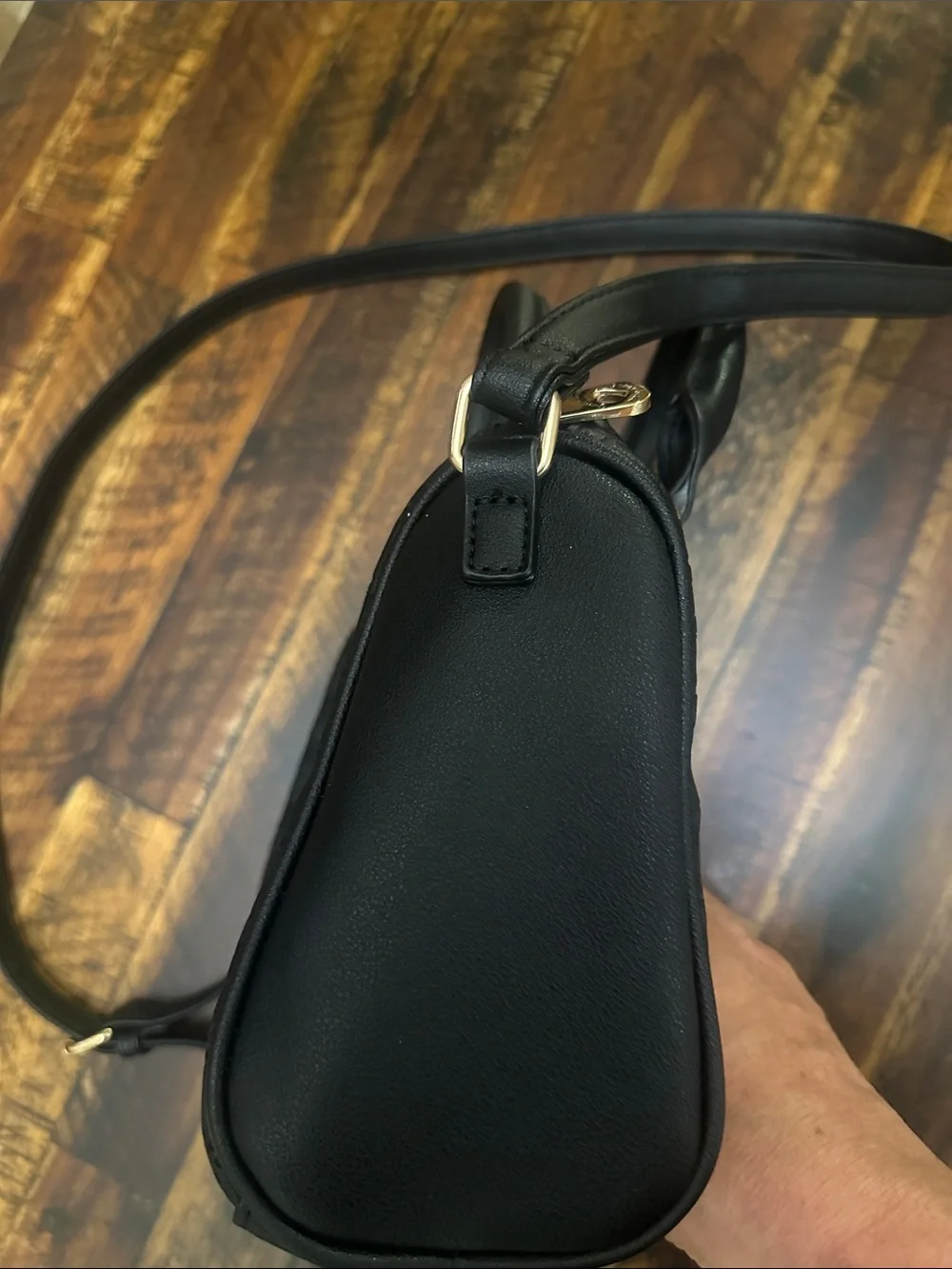 Juicy Couture Black Monogram Satchel with Gold Accents